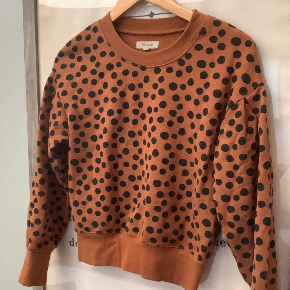Madewell Pleat-Sleeve Sweatshirt in Leopard Dot
